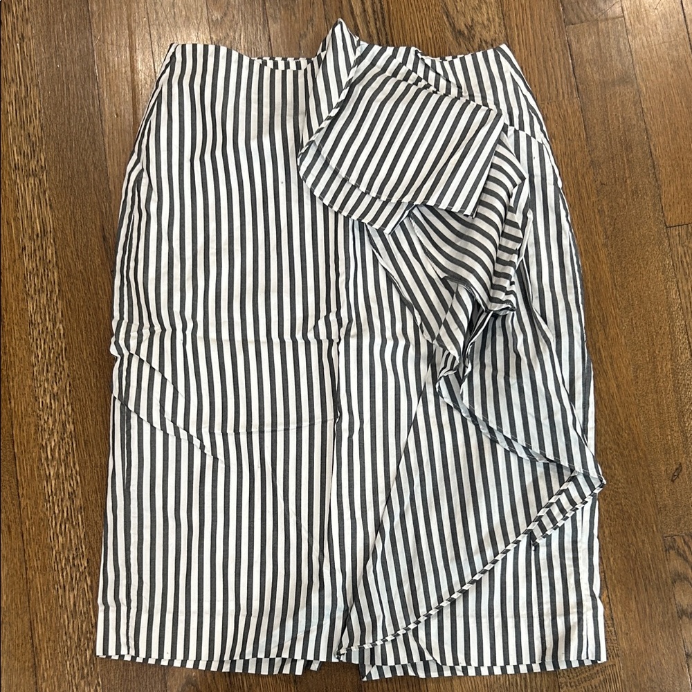 Striped Blue (Gray) and White Women's Skirt